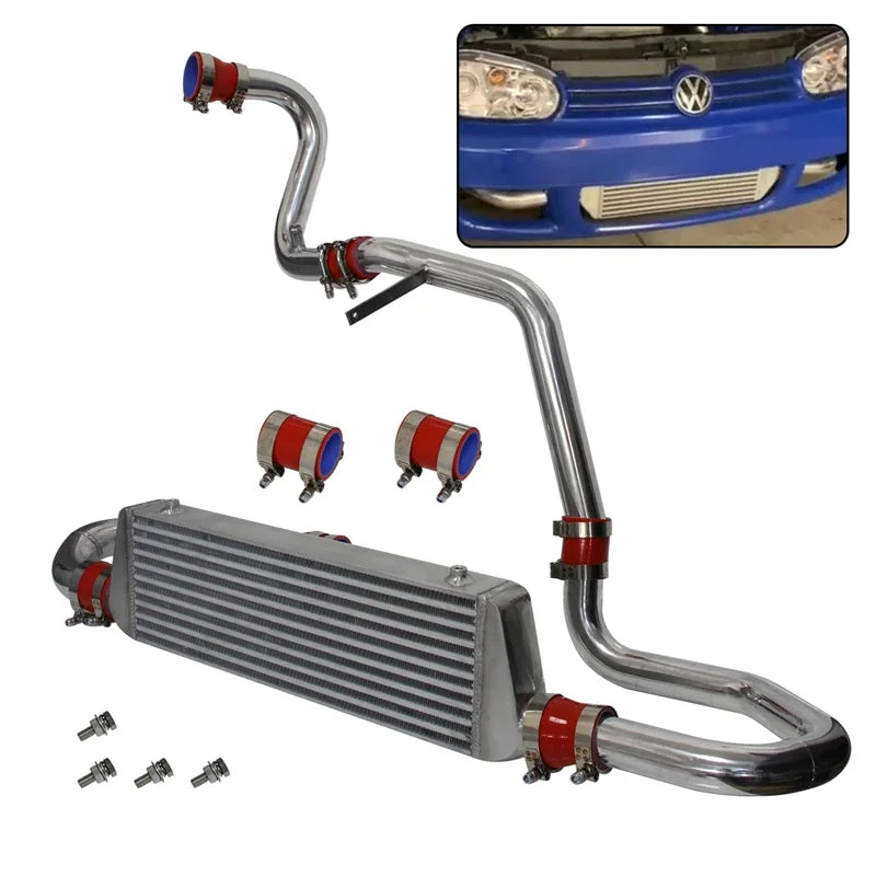 Aluminum Upgrade Polished Front Intercooler & Pipe Kit for VW Jetta Golf MK IV 1.8L Turbo 1998-2005