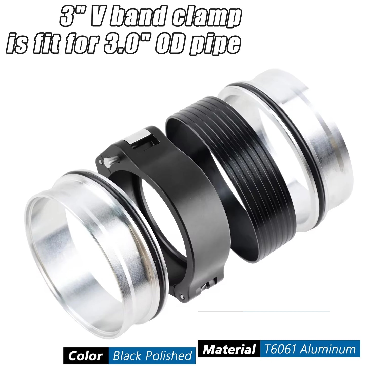 2.5/3/4Inch Aluminum Quick Release V Band Clamp 63/76/102mm 32516 Pinless HD Clamp for Intercooler Pipe Clamp Throttle