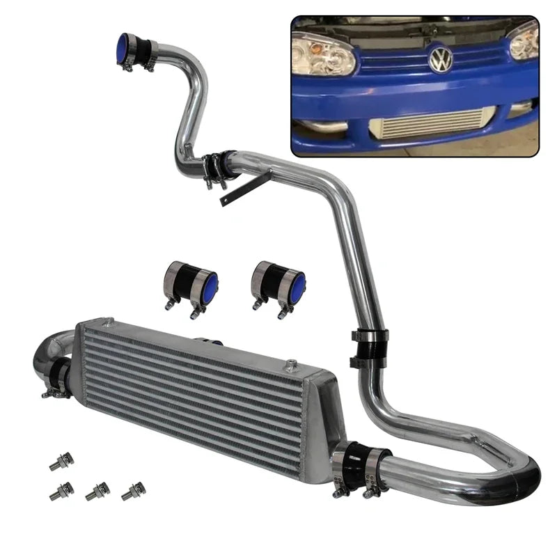 Aluminum Upgrade Polished Front Intercooler & Pipe Kit for VW Jetta Golf MK IV 1.8L Turbo 1998-2005