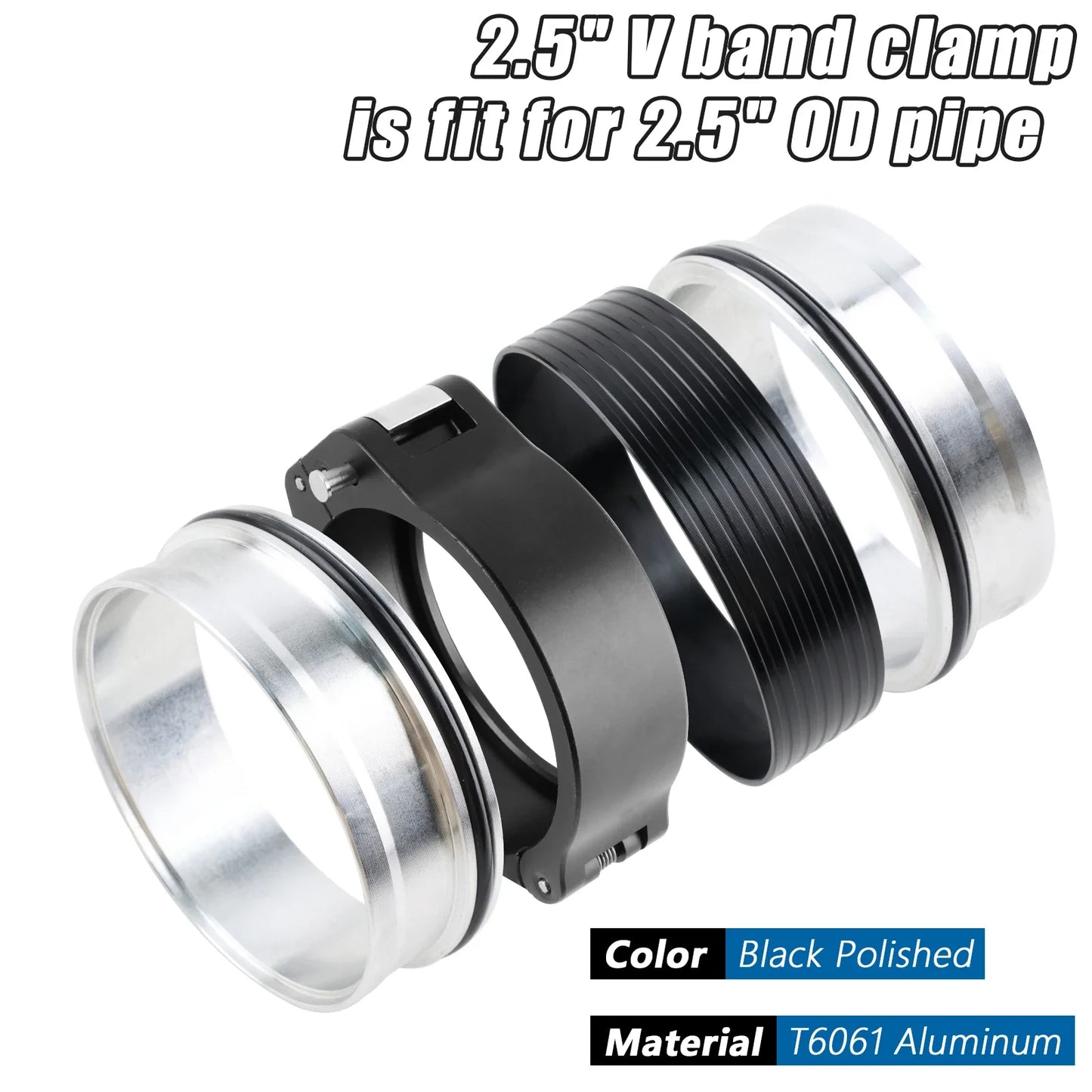 2.5/3/4Inch Aluminum Quick Release V Band Clamp 63/76/102mm 32516 Pinless HD Clamp for Intercooler Pipe Clamp Throttle