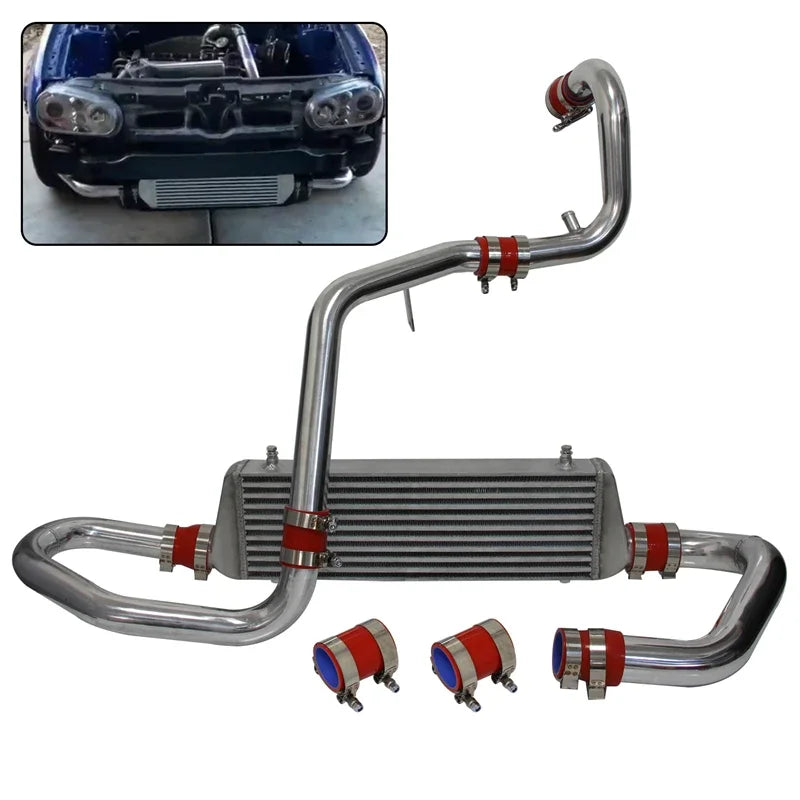 Aluminum Upgrade Polished Front Intercooler & Pipe Kit for VW Jetta Golf MK IV 1.8L Turbo 1998-2005
